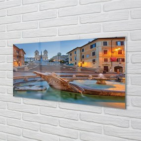 Sklenený obraz Rím Sunset fontána budovy 120x60 cm