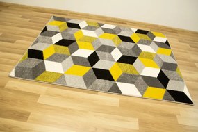 Koberec Sumatra E219 Romby Cubes žltý / sivý / krémový