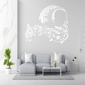 Veselá Stena Samolepka na stenu na stenu Skladba pre klavír Farba: bílá, Veľkosť: 100 x 86 cm