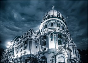 Sklenený obraz architektúry v tme (70x50 cm)