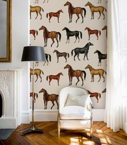 WALLCOLORS Horses Beige wallpaper - tapeta POVRCH: Prowall Canvas