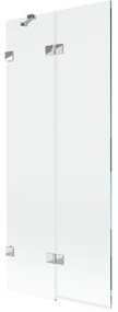 Mexen Lunar, 2-krídlová vaňová zástena ľavá 80 x 150 cm, číre sklo, chrómová, 897-080-100-01-00-L