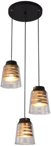 Candellux Čierno-zlatý závesný luster Fresno pre žiarovku 3x E27 s guľatou základňou 33-78988