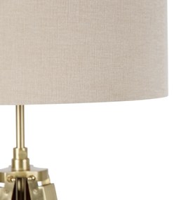 Stojacia lampa mosadzná s tienidlom svetlohnedá 50 cm statív - Cortin