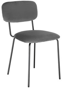 Jedálenská stolička LOUIS zamatová, čierna / grafitová