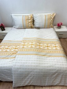 Obliečky bavlnené Angelika gold TiaHome - 2x Vankúš 90x70cm, 1x Paplón 200x220cm