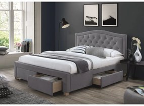 Sivá čalúnená posteľ ELECTRA VELVET 160 x 200 cm