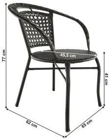 Kondela Záhradný ratanový set, LASAN, 1+2, hnedá