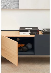 TV stolík v dekore duba v antracitovo-prírodnej farbe 180x45 cm Otto – Teulat