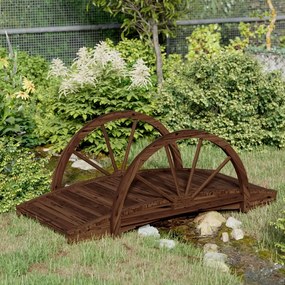 Záhradný most s polovičným kolesom 99x50x38 cm masívna jedľa 363338