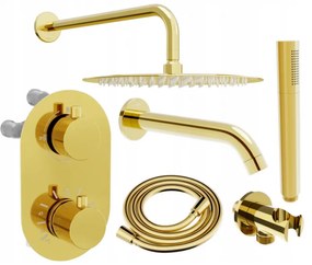 Mexen Kai DR70 podomietková vaňová a sprchová súprava s dažďovou sprchou 30 cm, zlatá, 77602DR70301-50