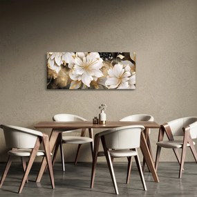 Obraz - Kvety v zlate (120x50 cm)