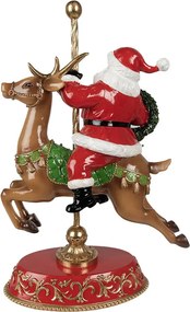 Červená vianočná dekorácia Santa na jelinku - 29*14*46 cm