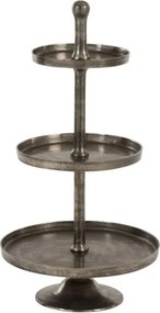 Strieborný 5-poschodový kovový etažér Antique grey - Ø 50*110cm