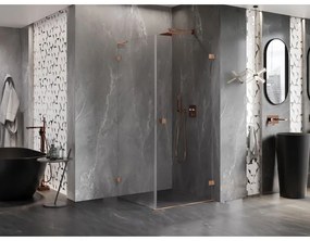 Mexen Lunar-B L výklopný sprchový kút pravý 70 x 70 cm, číre sklo, medená matná, 832L-070-070-65-00-P