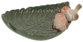 Napájadlo pre vtáky Leaf, 19x21 cm, keramika, zelená