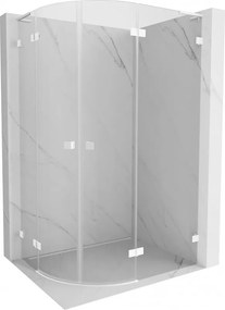 Mexen Lunar, L pravý polkruhový sprchový kút 100 x 90 cm, 8mm číre sklo, biely profil, 833L-100P-090L-20-00