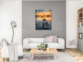 Gario Maľovanie podľa čísel Rybárska loďka pri západe slnka Rozmery: 40 x 50 cm, Rámovanie: Iba zrolované plátno