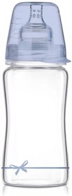 LOVI Sklenená fľaštička 250 ml Diamond Glass - mašlička -modrá