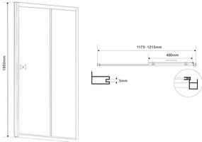 Aqualine Aqualine, AMADEO obdĺžniková sprchová zástena 1200x800mm L/P varianta, sklo Brick, BTS120BTP80