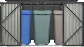 Kovový prístrešok, 3 popolnice, výklopné veko, 200×105×128cm