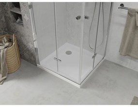Mexen Lima Duo, sprchový kút 80 (dvere) x 80 (dvere) cm, 6mm číre sklo, chrómový profil + SLIM sprchová vanička biela 5cm + chrómový sifón, 856-080-080-01-02-4010