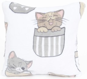 Obliečka na vankúšik mikroplyš Exclusive 40 × 40 cm - Mačičky vo vrecku