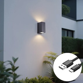 Nástenné svietidlo čierne magnetické vrátane LED nabíjateľné - Baleno