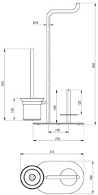 Deante Silia príslušenstvo, 3-funkčný držiak pre toaletný papier a WC kefu, brúsený bronz, DEA-ADI_C732