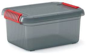 Sivý plastový úložný box s vekom 39x29x18 cm K Latch Box – KIS