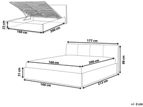 Béžová posteľ s úložným priestorom 160x200 cm ORBEY Beliani
