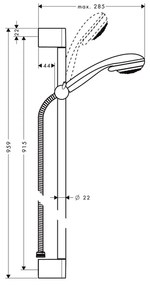Hansgrohe Crometta 85, Vario sprchová sada so sprchovou tyčou 90 cm, chrómová, HAN-27762000
