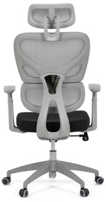 Kancelárska ergonomická stolička GRANT II — sieť, látka, sivá