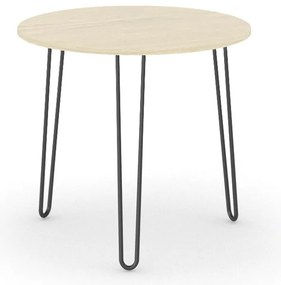 Okrúhly jedálenský stôl SPIDER, priemer 80 cm, čierna podnož, doska dub prírodný
