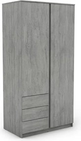 Šatníková skriňa Carlos, šedý beton, 100 cm