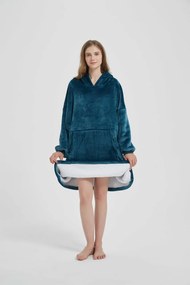Deka s rukávmi HOODIE tmavotyrkysová