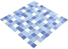 Sklenená mozaika štvorcová crystal mix modrá light blue fluoreskujúca