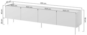 TV skrinka Desin 220 s dvoma ukrytými zásuvkami - čierny mat / Dub nagano