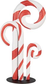 Červeno-biela kovová dekorácia lízanky Candy Cane - 24*11*46 cm