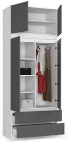 Nástavec na skriňu Star 90 cm biely/šedý grafit mat