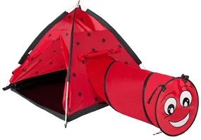 Baby Mix Detský stan s tunelom Ladybug červený,170 x 112 x 94 cm