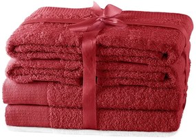 Červené froté bavlnené uteráky a osušky v súprave 6 ks Amari – Restilo