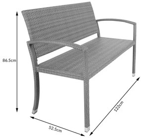 Záhradná lavička Polyratan 122x55x90cm sivá