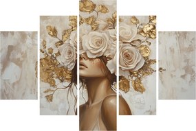 Obraz - Dievča s ružami (150x105 cm)