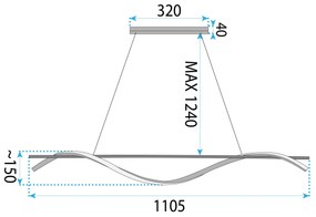 Toolight Toolight, LED závesná lampa 120cm, 27W, 3000K, LHJ019-CP, čierna, OSW-50004