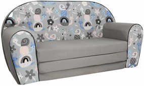 Detská rozkladacia MINI pohovka Slimáky - šedá