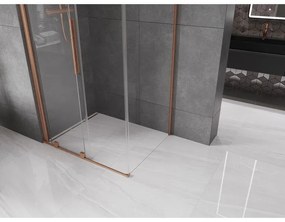 Mexen Velar, sprchový kút s posuvnými dverami 120(dvere) x 80(stena) cm, 8mm číre sklo, medená matná, 871-120-080-01-65