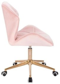 LuxuryForm Stolička MILANO MAX VELUR na zlatej podstave s kolieskami - svetlo ružová