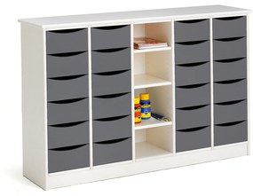 Zásuvková skrinka BJÖRKAVI, 24 zásuviek, 4 priehradky, 1520x400x980 mm, biela, šedá