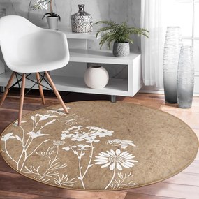 Svetlohnedý prateľný okrúhly koberec vhodný pre robotické vysávače ø 120 cm Comfort – Mila Home